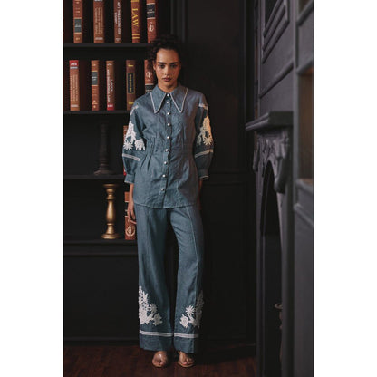 Label Deepika Nagpal Blue Mila Co-Ord (Set of 2)