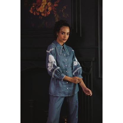 Label Deepika Nagpal Blue Mila Co-Ord (Set of 2)