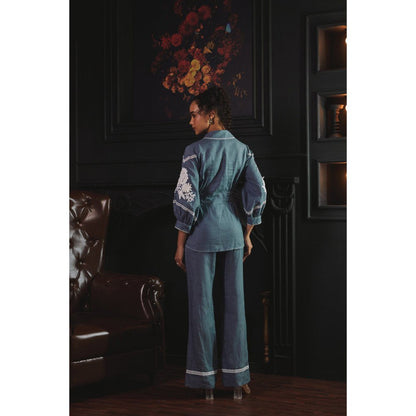 Label Deepika Nagpal Blue Mila Co-Ord (Set of 2)