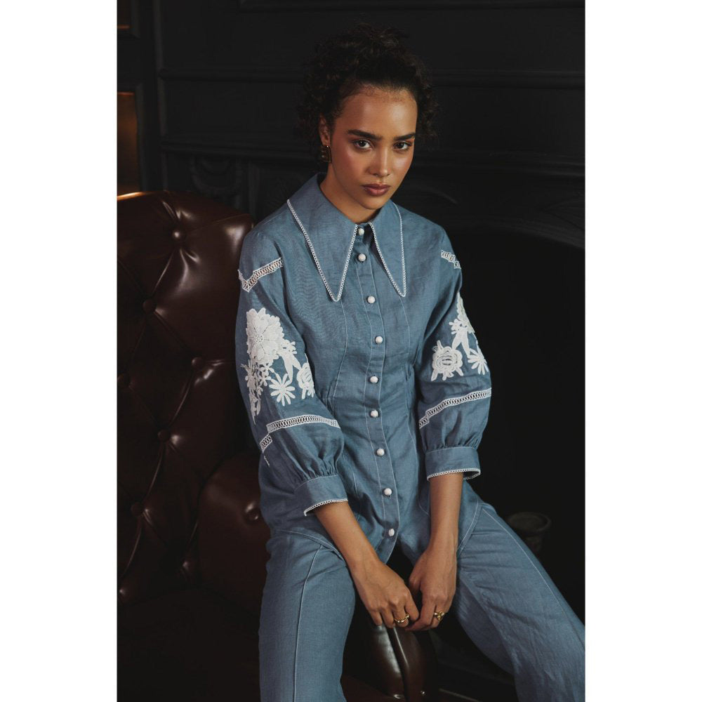 Label Deepika Nagpal Blue Mila Co-Ord (Set of 2)