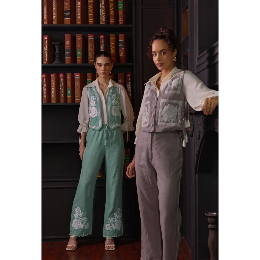 Label Deepika Nagpal Green Janette Co-Ord (Set of 3)