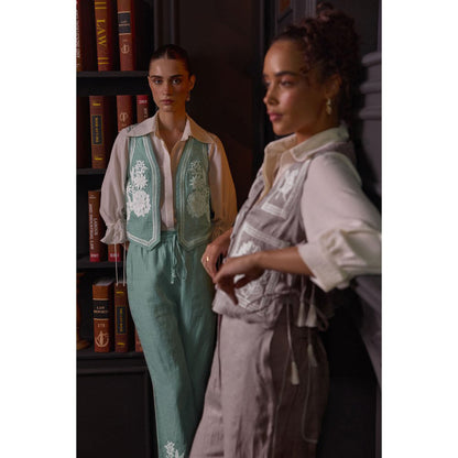 Label Deepika Nagpal Green Janette Co-Ord (Set of 3)