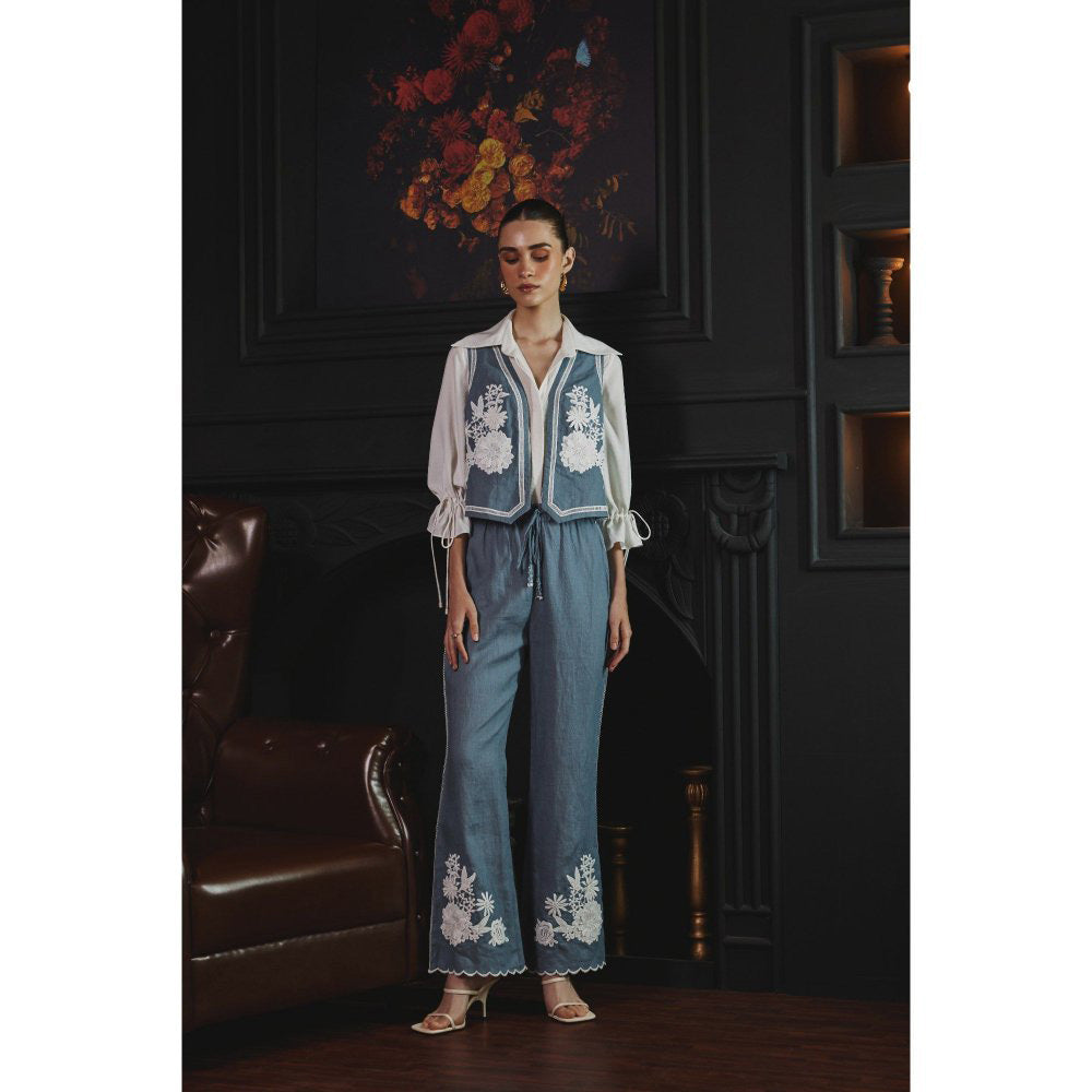 Label Deepika Nagpal Blue Janette Co-Ord (Set of 3)