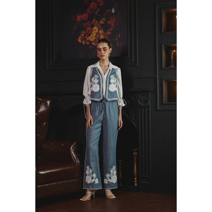 Label Deepika Nagpal Blue Janette Co-Ord (Set of 3)