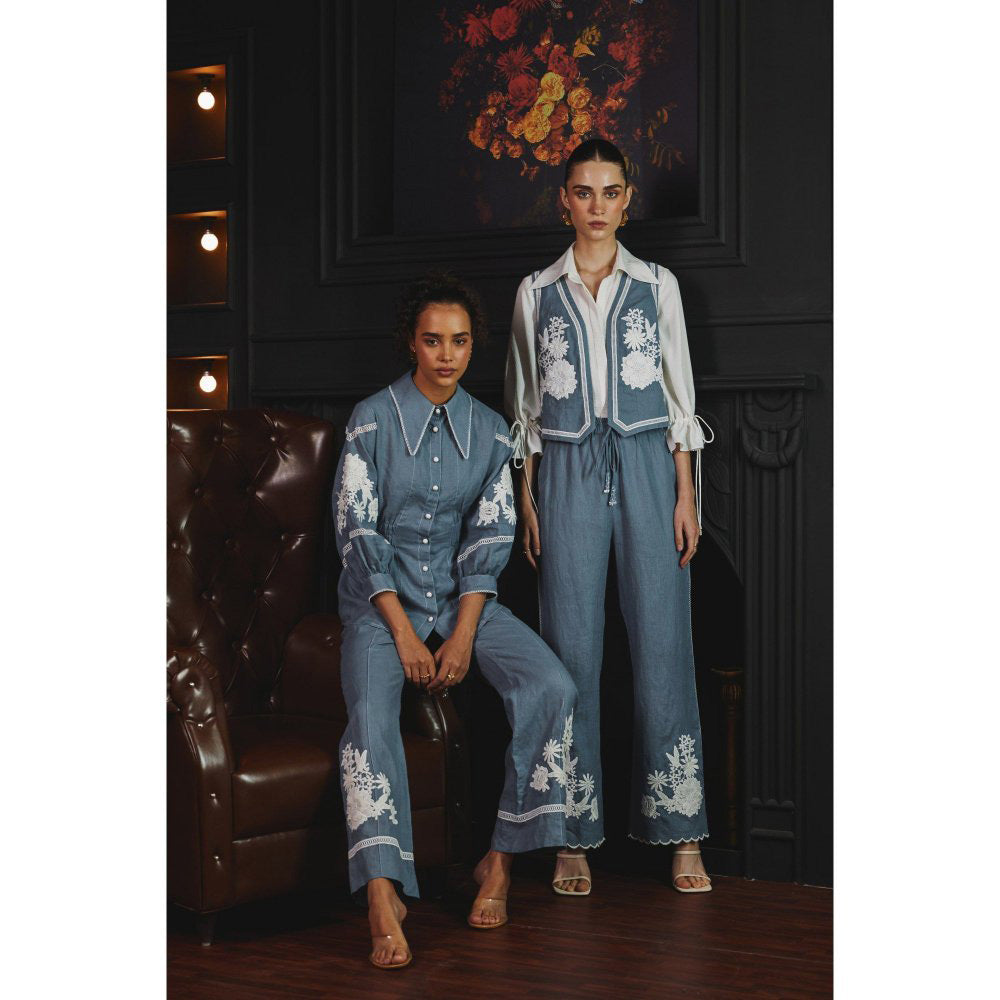 Label Deepika Nagpal Blue Janette Co-Ord (Set of 3)