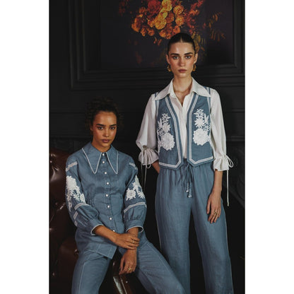 Label Deepika Nagpal Blue Janette Co-Ord (Set of 3)