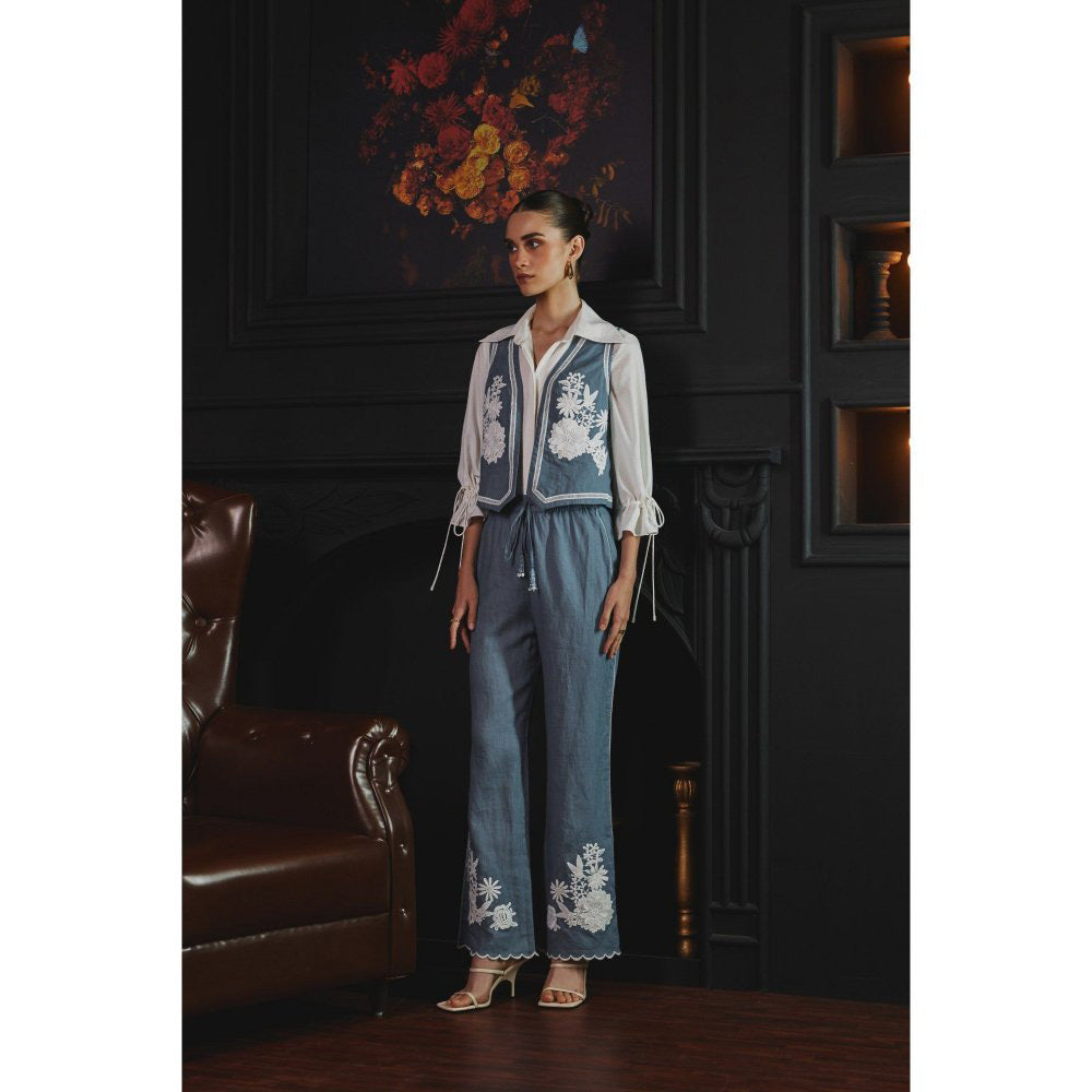 Label Deepika Nagpal Blue Janette Co-Ord (Set of 3)