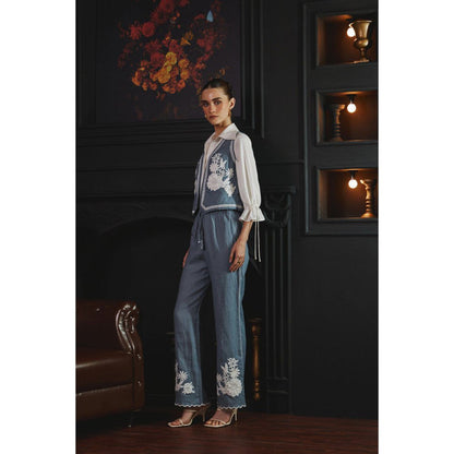 Label Deepika Nagpal Blue Janette Co-Ord (Set of 3)