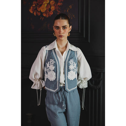 Label Deepika Nagpal Blue Janette Co-Ord (Set of 3)