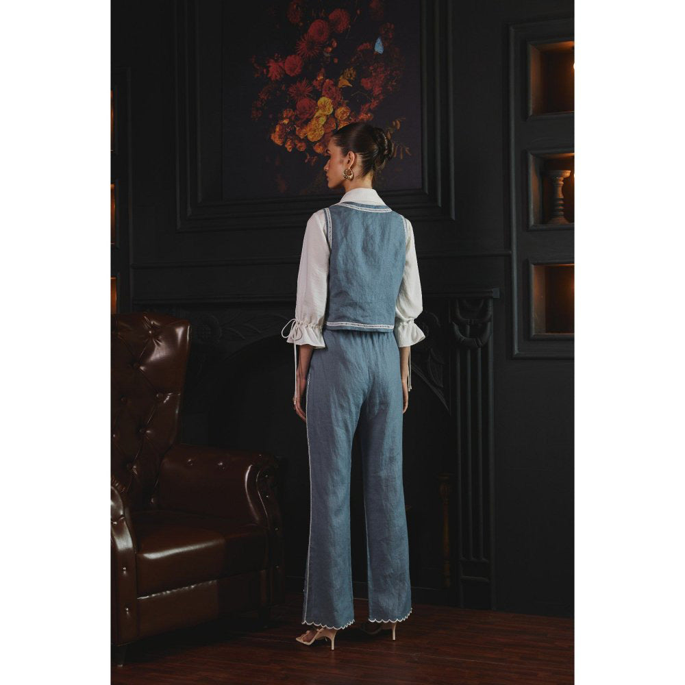 Label Deepika Nagpal Blue Janette Co-Ord (Set of 3)