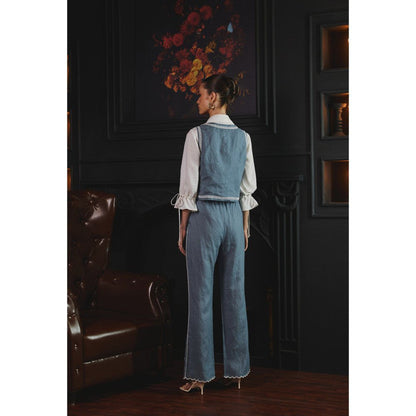 Label Deepika Nagpal Blue Janette Co-Ord (Set of 3)