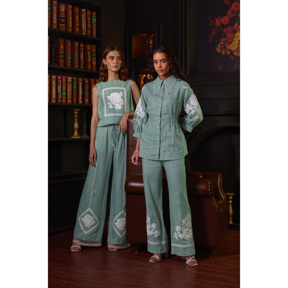 Label Deepika Nagpal Green Stacy Co-Ord (Set of 2)