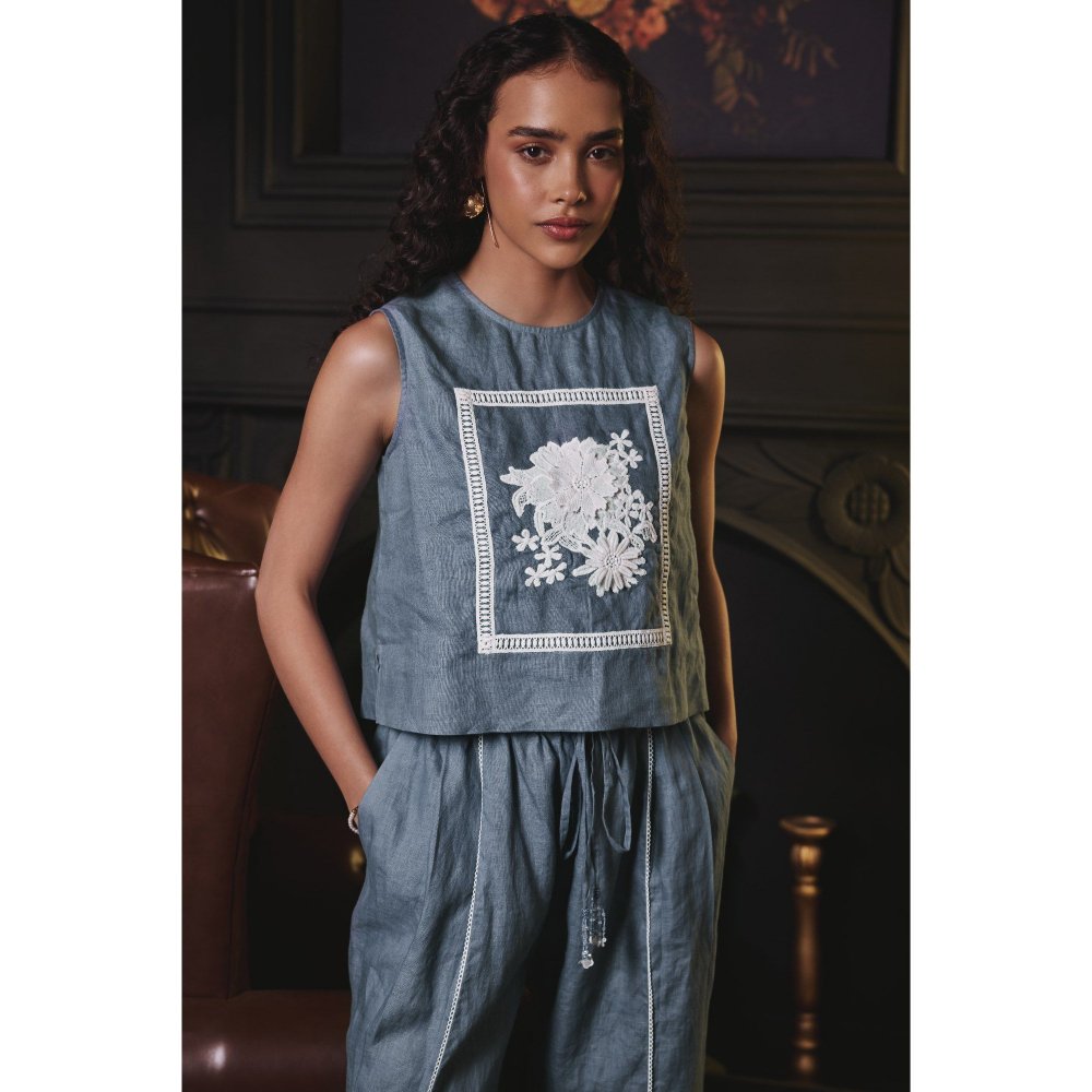 Label Deepika Nagpal Blue Stacy Co-Ord (Set of 2)