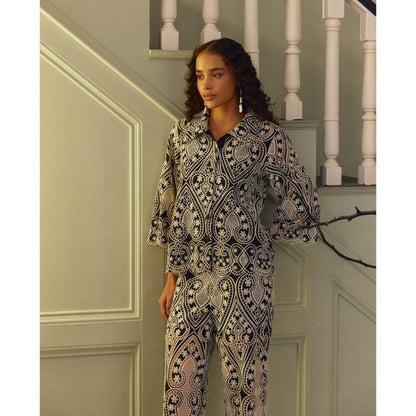 Label Deepika Nagpal Blue Juju Co-Ord (Set of 3)