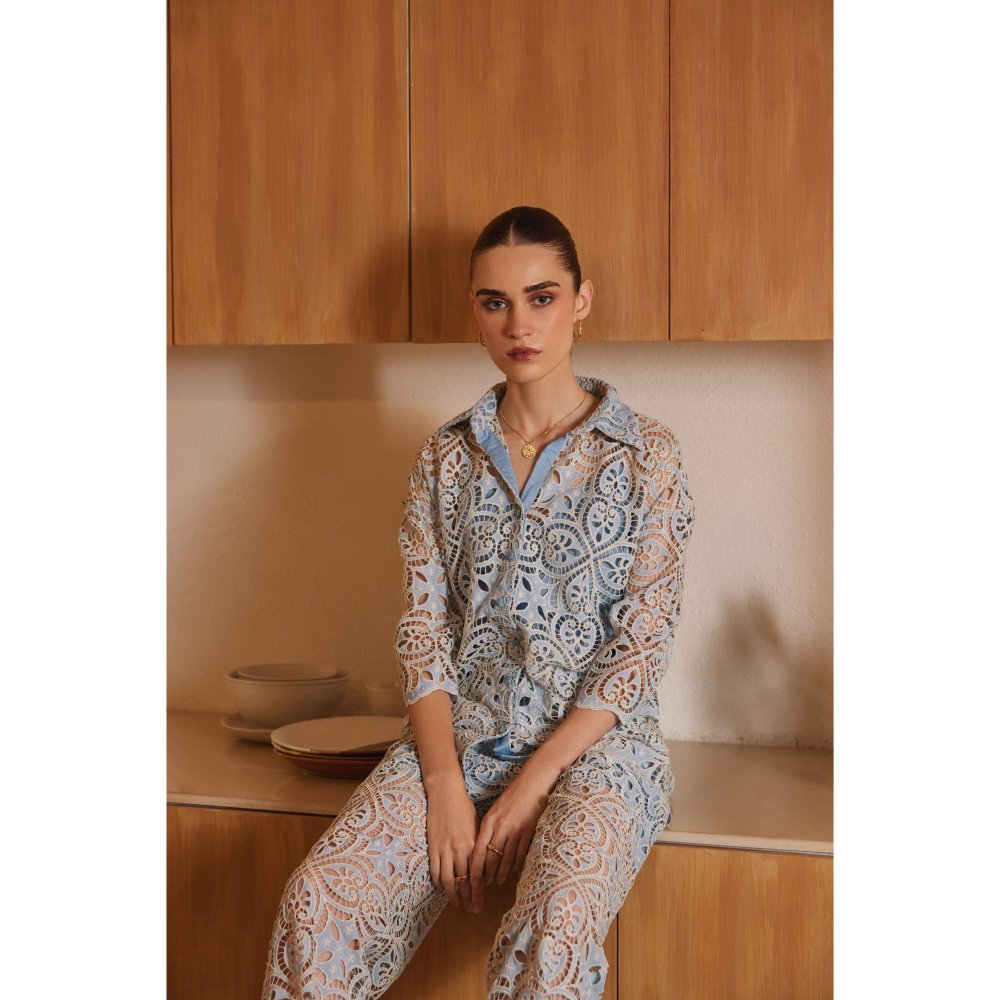 Label Deepika Nagpal Blue Serena Co-Ord (Set of 3)