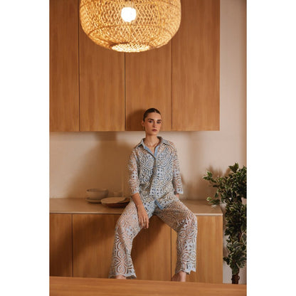 Label Deepika Nagpal Blue Serena Co-Ord (Set of 3)