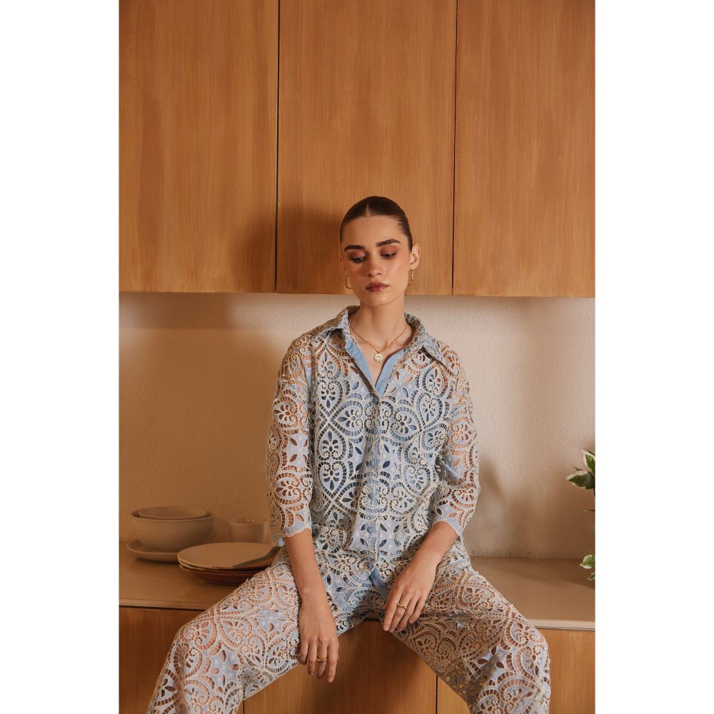 Label Deepika Nagpal Blue Serena Co-Ord (Set of 3)