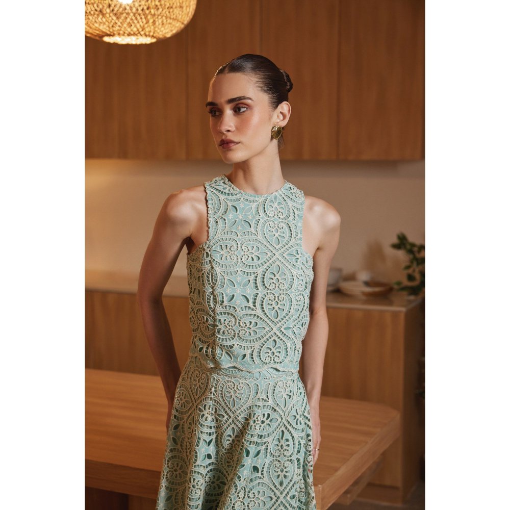 Label Deepika Nagpal Green Alena Co-Ord (Set of 2)