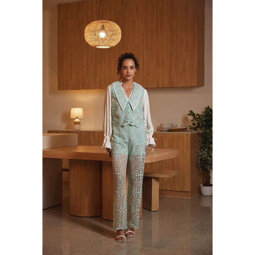 Label Deepika Nagpal Green Athena Co-Ord (Set of 3)