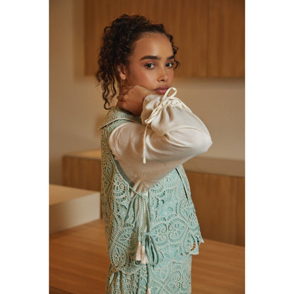 Label Deepika Nagpal Green Athena Co-Ord (Set of 3)