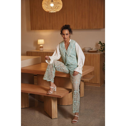 Label Deepika Nagpal Green Athena Co-Ord (Set of 3)