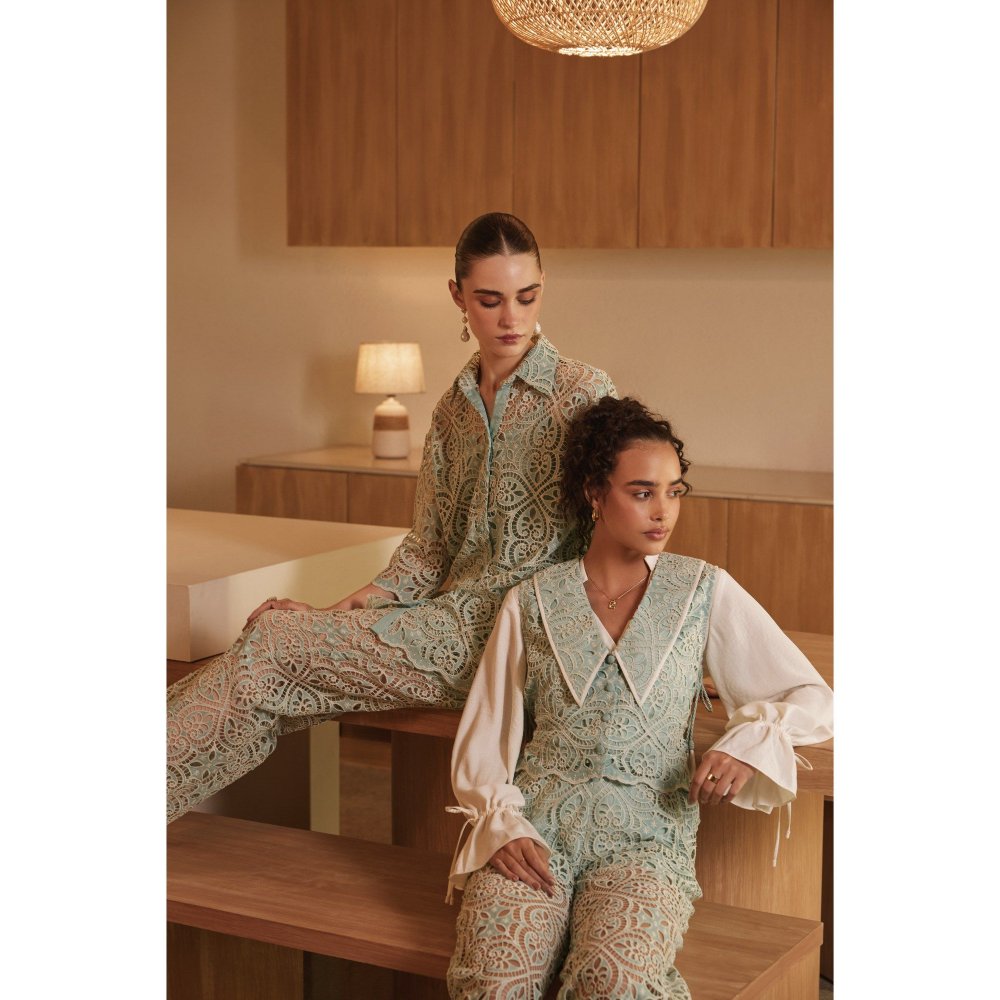 Label Deepika Nagpal Green Athena Co-Ord (Set of 3)