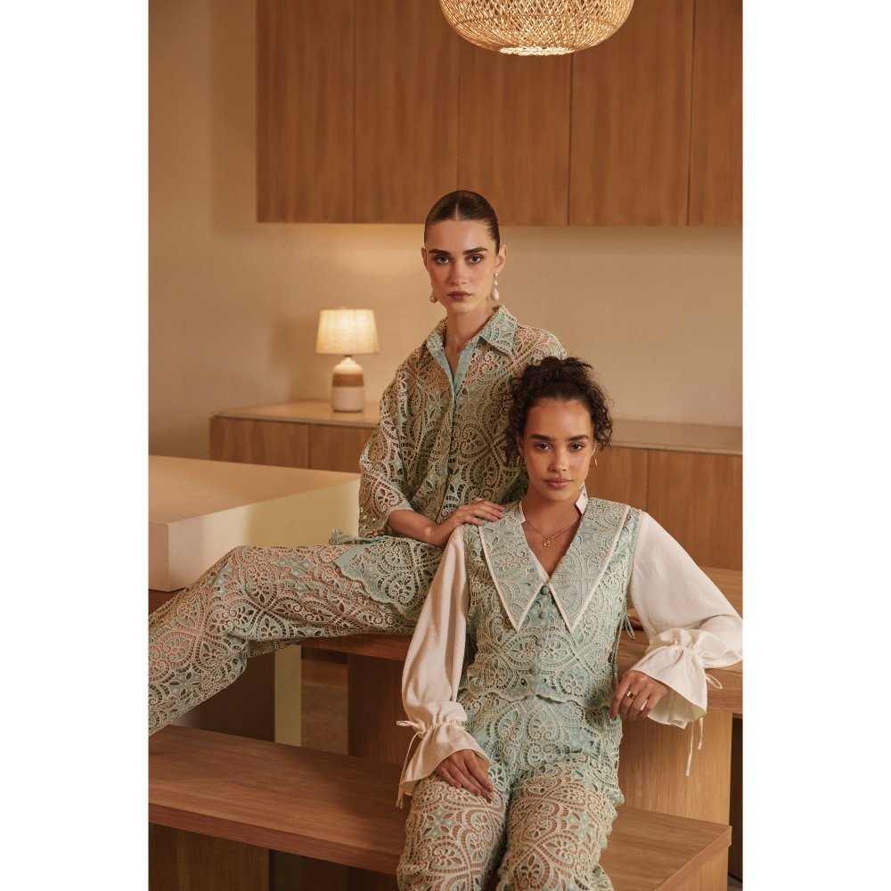 Label Deepika Nagpal Green Athena Co-Ord (Set of 3)