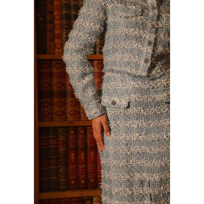 Label Deepika Nagpal Blue Embroidered Lana Skirt with Cropped Blazer (Set of 2)