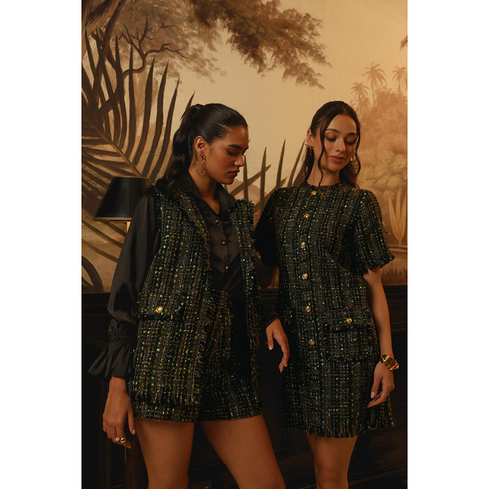 Label Deepika Nagpal Black Embroidered Joe Shirt with Shorts and Blazer (Set of 3)