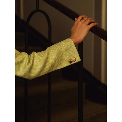 Label Deepika Nagpal Green Textured Kate Top with Blazer and Pant (Set of 3)