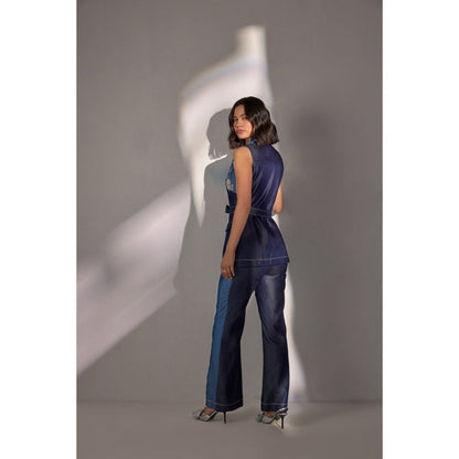 Label Deepika Nagpal Margret Colorblock Co-Ord with Belt (Set of 3)