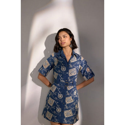 Label Deepika Nagpal Haley Embroidered Dress with Belt (Set of 2)