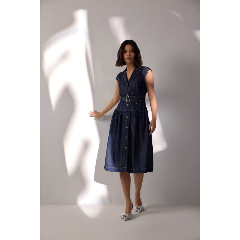 Label Deepika Nagpal Raven Solid Dress with Belt (Set of 2)