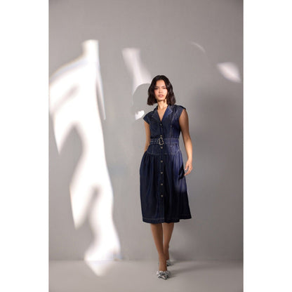 Label Deepika Nagpal Raven Solid Dress with Belt (Set of 2)