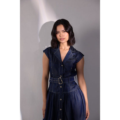 Label Deepika Nagpal Raven Solid Dress with Belt (Set of 2)