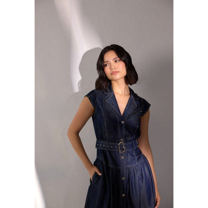 Label Deepika Nagpal Raven Solid Dress with Belt (Set of 2)