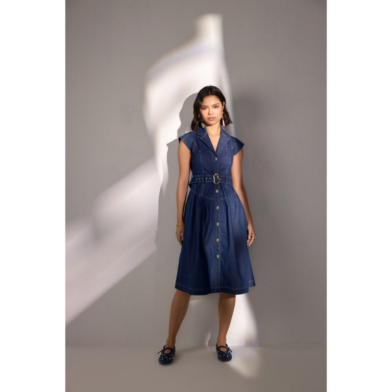 Label Deepika Nagpal Raven Solid Dress with Belt (Set of 2)
