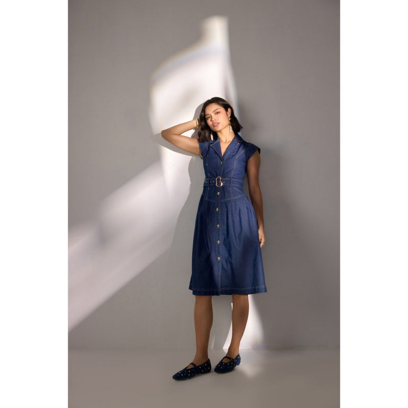 Label Deepika Nagpal Raven Solid Dress with Belt (Set of 2)