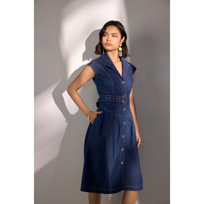 Label Deepika Nagpal Raven Solid Dress with Belt (Set of 2)
