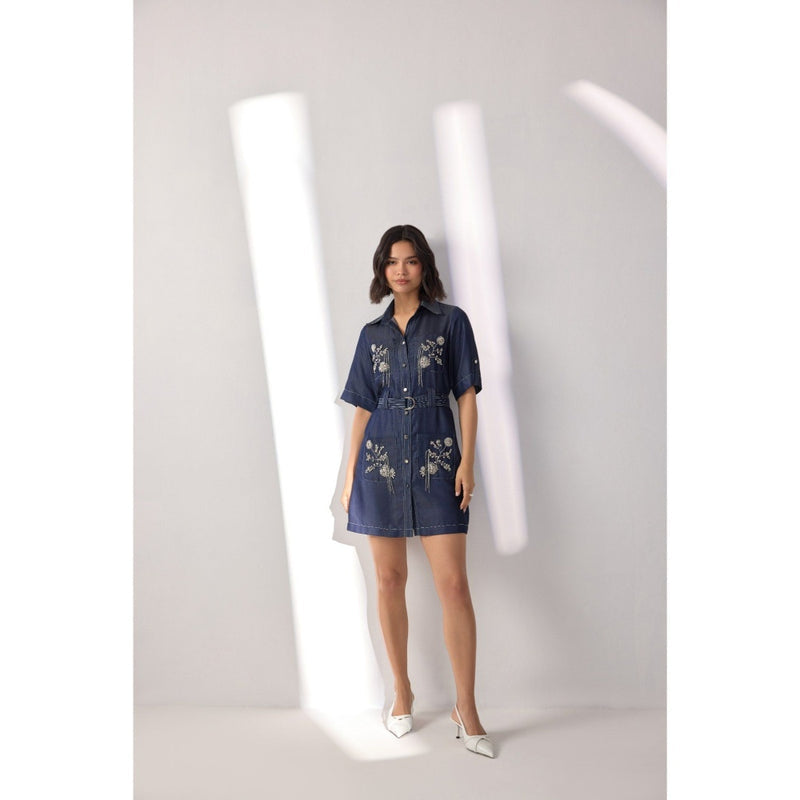 Label Deepika Nagpal Kristine Embellished Dress with Belt (Set of 2)