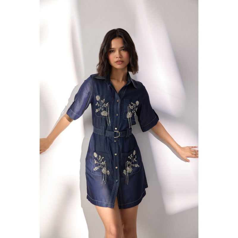 Label Deepika Nagpal Kristine Embellished Dress with Belt (Set of 2)