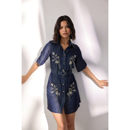 Label Deepika Nagpal Kristine Embellished Dress with Belt (Set of 2)