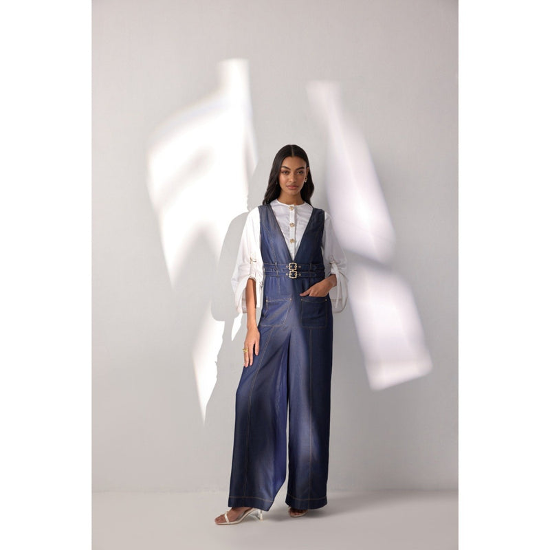 Label Deepika Nagpal Geneva Solid Jumpsuit with Shirt (Set of 2)