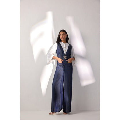 Label Deepika Nagpal Geneva Solid Jumpsuit with Shirt (Set of 2)