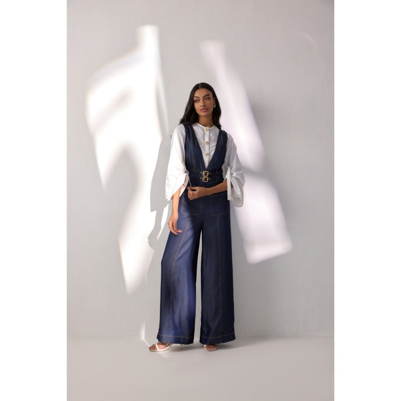 Label Deepika Nagpal Geneva Solid Jumpsuit with Shirt (Set of 2)