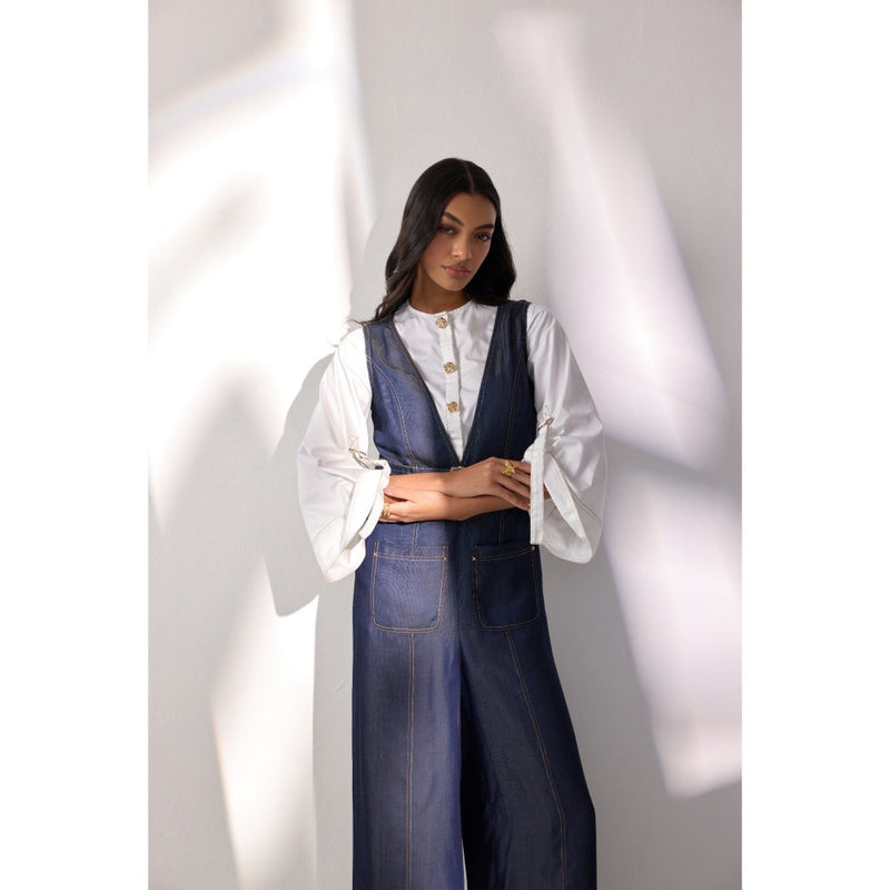 Label Deepika Nagpal Geneva Solid Jumpsuit with Shirt (Set of 2)