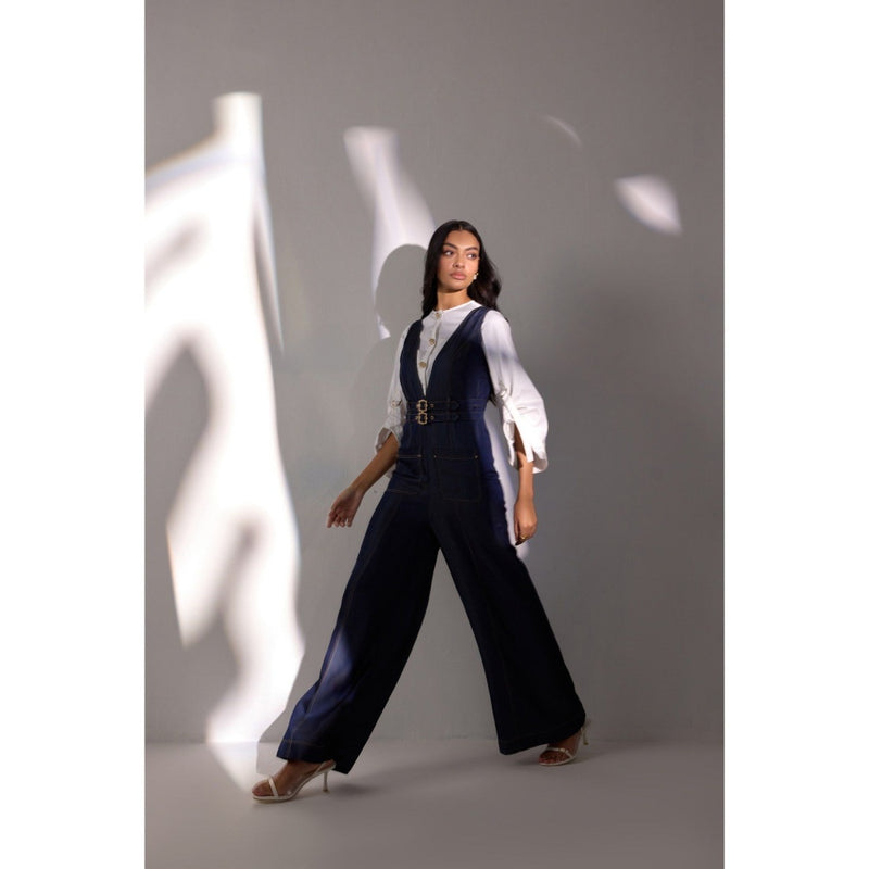 Label Deepika Nagpal Geneva Solid Jumpsuit with Shirt (Set of 2)