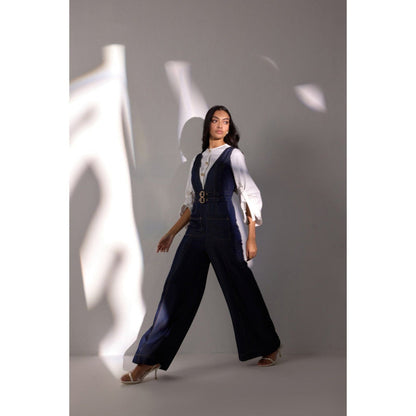 Label Deepika Nagpal Geneva Solid Jumpsuit with Shirt (Set of 2)