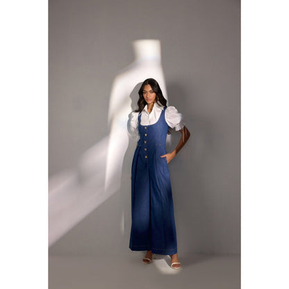 Label Deepika Nagpal Ode Solid Jumpsuit with Shirt (Set of 2)