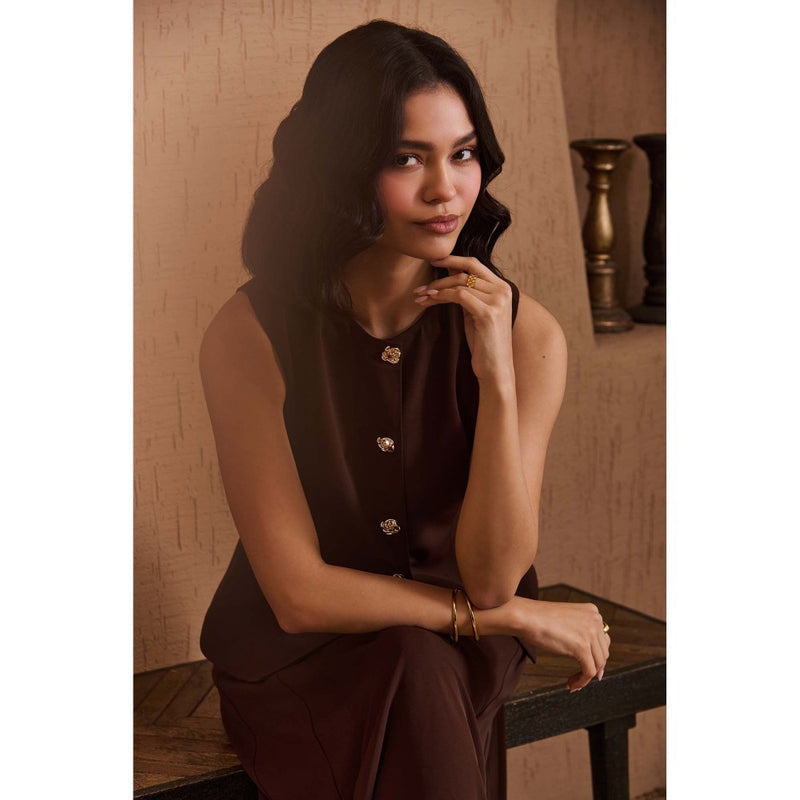 Label Deepika Nagpal Brown Delaware Co-Ord (Set of 2)